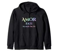 Love of Fate Latin Stoic Philosophy Pastel Rainbow Zip Hoodie
