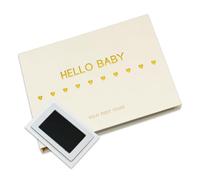 LOVE ON Baby Memory Book with Free Inkless Hand & Footprint Kit - First 5 Years Baby Journal with Elegant Linen Cover & Embossed Gold Foil - Inclusive of All Family Types (Hearts)