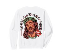 love one another - bible verse - jesus is love retro back Sweatshirt