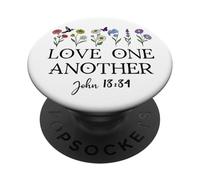 Love One Another Daisy Boho Christian Bible Verse John 13:34 PopSockets Adhesive PopGrip
