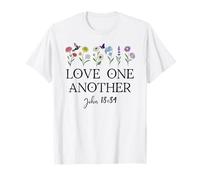 Love One Another Daisy Boho Christian Bible Verse John 13:34 T-Shirt
