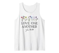 Love One Another Daisy Boho Christian Bible Verse John 13:34 Tank Top