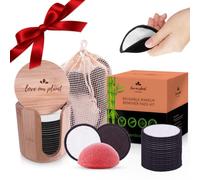 Love Our Planet Reusable Makeup Remover Pads I 18 Reusable Cotton Bamboo Pads I Reusable Make Up Pads, Face Eye Remover Pads, Washable, Eco Friendly Products, Holder Box, Gift, Natural Konjac Sponge