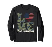 Love Our Veterans Day Proud Military American Flag Long Sleeve T-Shirt