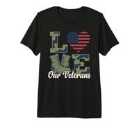 Love Our Veterans Day Proud Military American Flag Premium T-Shirt