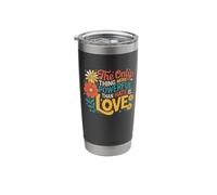 Love Over Hate Floral Retro Positive Message Design Stainless Steel Insulated Tumbler