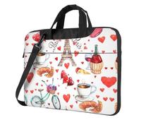 Love Paris Tower Bicycle Heart Printed Waterproof Laptop Case Ultra-Thin Portable One-Shoulder Laptop Bag 600d Oxford 13in/14in/15.6in