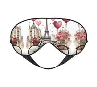 Love Paris Tower Coffee Wine Perfume Bicycle Heart Breathable Adjustable Eye Mask Effective Shading Blindfold for Sleeping with Elastic Strap