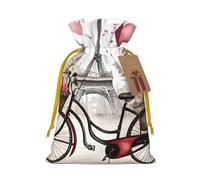 Love Paris Tower Coffee Wine Perfume Bicycle Heart Christmas Gift Bags,Gift Bags For Christmas Wrapping, Pouches With Drawstring Closure