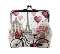 Love Paris Tower Coffee Wine Perfume Bicycle Heart Coin Purses, Small Card Case Wallet For Men Women For Shopping And Casual Outings, Black, One Size, Art Deco
