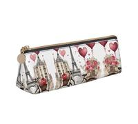 Love Paris Tower Coffee Wine Perfume Bicycle Heart Fashion Multifunctional Portable Leather Pencil Case With Large Storage Capacity Pencil Pouch