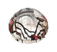 Love Paris Tower Coffee Wine Perfume Bicycle Heart Print Bath Hair Cover For Women Reusable Double Waterproof Layers Shower Caps For Women Ladies