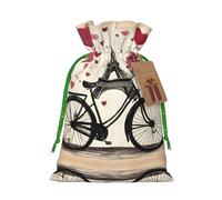 Love Paris Tower Coffee Wine Perfume Bicycle Heart Print Christmas Drawstring Holiday Candy Bag Xmas Sacks Reusable Wrapping Bags Party Favor