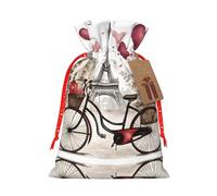 Love Paris Tower Coffee Wine Perfume Bicycle Heart Print Christmas Drawstring Holiday Candy Bag Xmas Sacks Reusable Wrapping Bags Party Favor