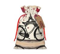 Love Paris Tower Coffee Wine Perfume Bicycle Heart Print Christmas Drawstring Holiday Candy Bag Xmas Sacks Reusable Wrapping Bags Party Favor