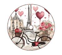 Love Paris Tower Coffee Wine Perfume Bicycle Heart print Christmas tree skirt, fit for Christmas, parties, holidays, and New Year decorations