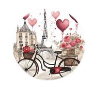 Love Paris Tower Coffee Wine Perfume Bicycle Heart print Christmas tree skirt, fit for Christmas, parties, holidays, and New Year decorations