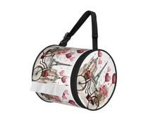 Love Paris Tower Coffee Wine Perfume Bicycle Heart Print Cylinder Bathroom Tissue Holder With Buckle Strap, Portable Paper Case For Road Trips