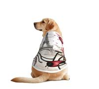 Love Paris Tower Coffee Wine Perfume Bicycle Heart Print Dog Shirts for Pet, Soft Breathable Vest Lightweight Stretchy Pet T-Shirt for Medium Dog