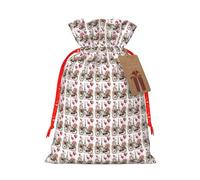 Love Paris Tower Coffee Wine Perfume Bicycle Heart Print Festive Christmas Bag Drawstring Gift For Holiday Xmas Anniversaries Party Presents
