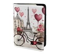 Love Paris Tower Coffee Wine Perfume Bicycle Heart print Passport Cover, Passport Holder Cover Wallet Passport Wallet Case for Cards and Documents