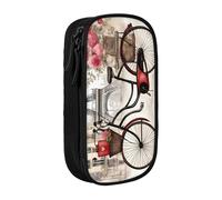 Love Paris Tower Coffee Wine Perfume Bicycle Heart Print Pencil Case,Storage Bag, Large Capacity Pencil Box, Portable Office Pen Bag With Zipper