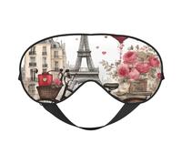 Love Paris Tower Coffee Wine Perfume Bicycle Heart Print Silk Sleep Eye Mask Soft Eye Cover with Adjustable Strap Comfortable for Travel Office Nap