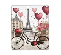 Love Paris Tower Coffee Wine Perfume Bicycle Heart Print Small Desk Pad,Rubber Base with Precision Stitched Edges,Perfect for Office,Gaming