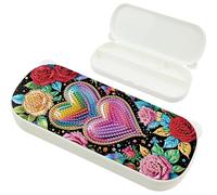 Love Pattern DIY Diamond Pencil Case Pens Brushes Accessories Travel Pencil Box,for Adult Beginners,Diamond Art Square Jewelry Gift for Women, Christmas Birthday Present