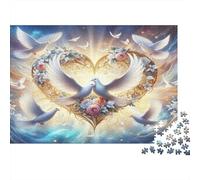 Love Peace Doves Jigsaw Puzzle 1000 Piece Recycled Paper for Adults Puzzle for Adults Impossible Hard Challenging Game Fun Home Present Great Gift for Men Women 52x38cm/1000pcs
