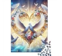 Love Peace Doves1000 Pieces Cardboard Angel Doves Jigsaw Puzzle Set Adults Kids Age 12+ Challenging Game Concentration Training 70x50cm/1000pcs