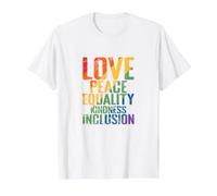 Love Peace Equality Kindness Inclusion Value Graphic T-Shirt, Men, White, S