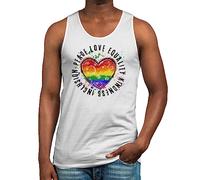 Love Peace Equality Mens Vest Gay Pride Bisexual Queer Rainbow Top, White, Small