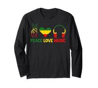 Love Peace Music Jamaican Roots Rasta Flag Colours Reggae Long Sleeve T-Shirt
