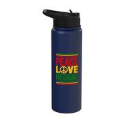 Love Peace Reggae Music Rastafari Roots Jamaican Rasta Stainless Steel Insulated Water Bottle
