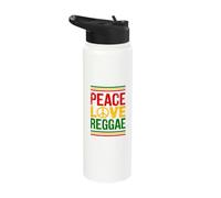 Love Peace Reggae Music Rastafari Roots Jamaican Rasta Stainless Steel Insulated Water Bottle