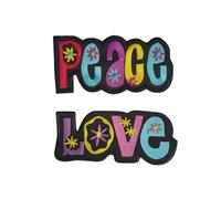 Love + Peace Sew-On Patch, Set of 2, Each 10.5 x 5 cm