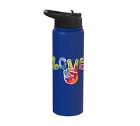Love Peace Sign Retro 60s 70s Hippie Hand Tie Dye Stainless Steel Insulated Water Bottle