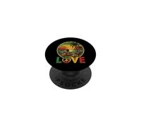LOVE Peace Sign Vintage Reggae Musician Sunset Beach PopSockets Adhesive PopGrip