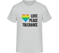 Love Peace Tolerance T-Shirt - Statement Shirt for Equality & Diversity, lightgrey, XXL