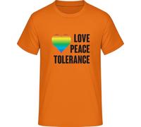 Love Peace Tolerance T-Shirt - Statement Shirt for Equality & Diversity, orange, M
