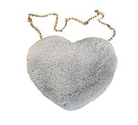 Love Peach Heart Women Chain Shoulder Bag Plush One Shoulder Wool Bag Plush Heart Shape Cushion Hot For Girls Channel Bags Women's Hanging Bags, Gy1, One Size