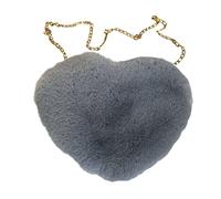 Love Peach Heart Women Chain Shoulder Bag Plush One Shoulder Wool Bag Plush Heart Shape Cushion Hot For Girls Backpack With Many Pockets, GY2, One Size