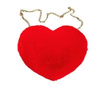 Love Peach Heart Women Chain Shoulder Bag Plush One Shoulder Wool Bag Plush Heart Shape Cushion Hot For Girls Ladies Bags Blue, red, One Size