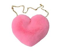 Love Peach Heart Women Chain Shoulder Bag Plush One Shoulder Wool Bag Plush Heart Shape Cushion Hot For Girls Channel Bags Women's Hanging Bags, PK2, One Size
