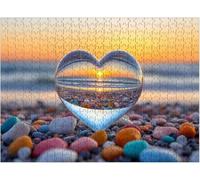 Love Pebbles Impossible Difficult Hard Fun Heart Shaped Object Wooden Jigsaw Puzzle for Adults Mind Challenge Elegant Home Decor & Thoughtful Gift for Seniors & Elders_300pcs