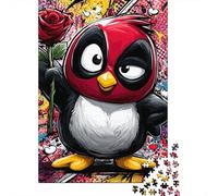 Love Penguin with Rose Jigsaw Puzzles Puzzle for Adults Kids. 1000 Pieces Impossible Challenge Toy Educational Games Home Decoration for Educational Games Gifts 38x26cm/1000pcs