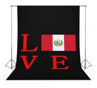 Love Peruvian Flag Photo Studio Backgrounds Black Photography Backdrop for Portrait Video Shooting Live 56"x118"