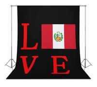 Love Peruvian Flag Photo Studio Backgrounds Black Photography Backdrop for Portrait Video Shooting Live 56"x79"