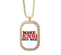 love peworld make sense not war Necklace Pendant Diamond Crystal Golden Jewelry
